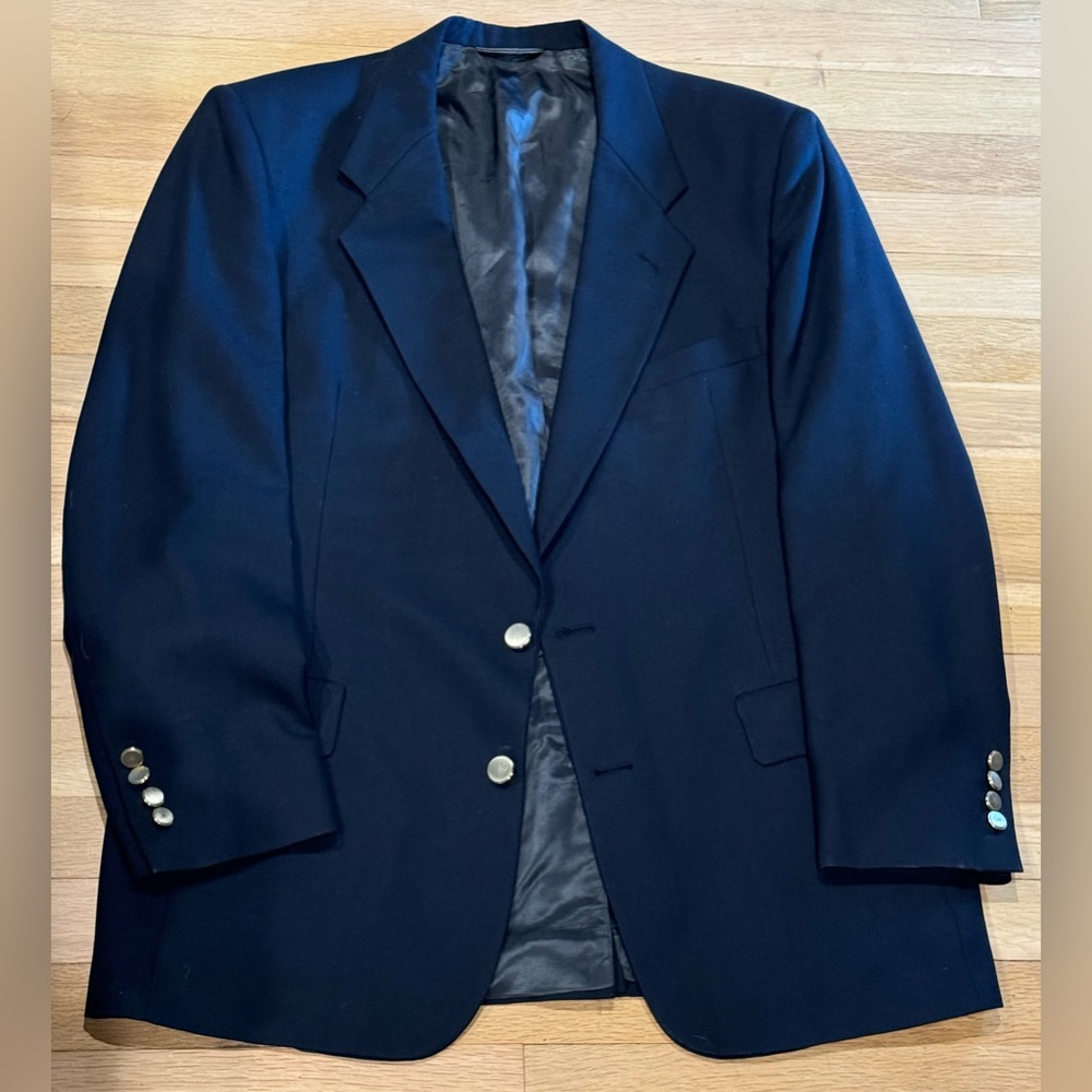 Christian Dior Monsieur Navy Blue Woven Lined Blazer Jacket L